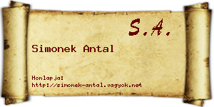Simonek Antal névjegykártya